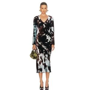 Dries Van Noten Duska Midi Dress in Brown 36 US 4
